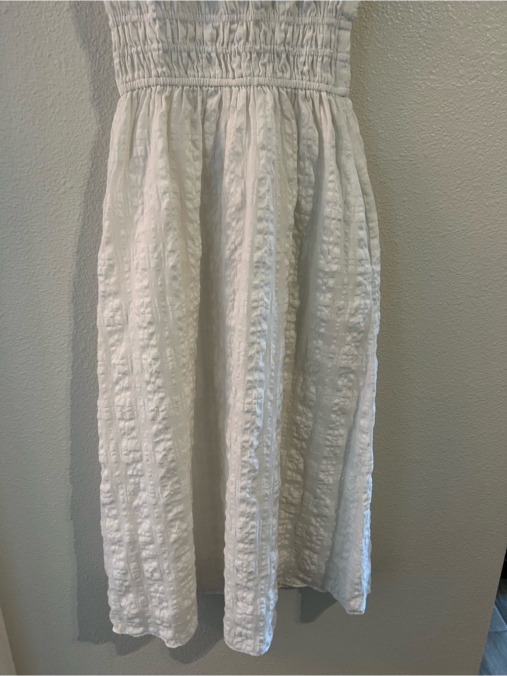 Madewell White Textured Midi Dress with Puff Sleeves - Picture 8 of 11